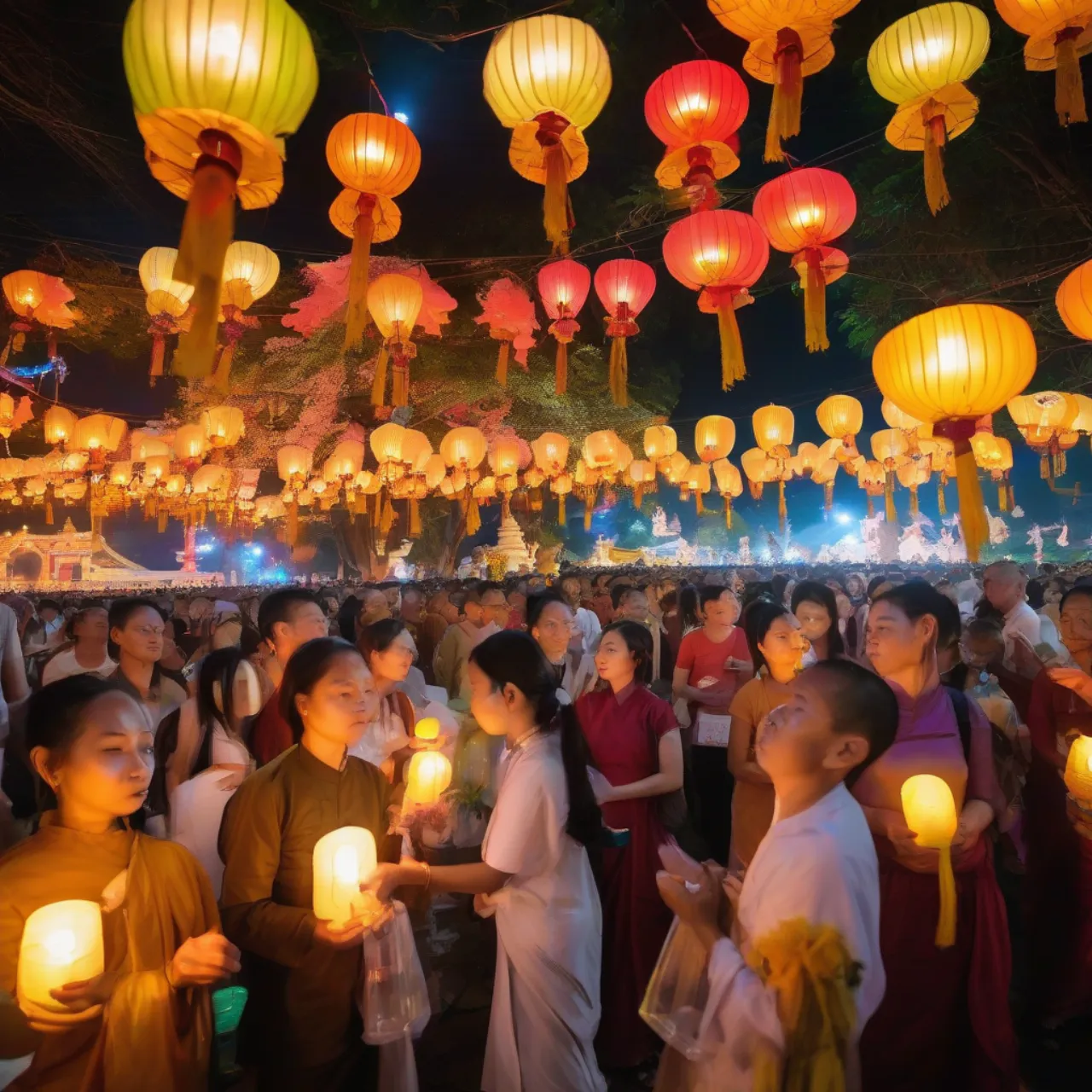 Phật tử tham gia lễ Phật đản tại chùa Vĩnh Nghiêm